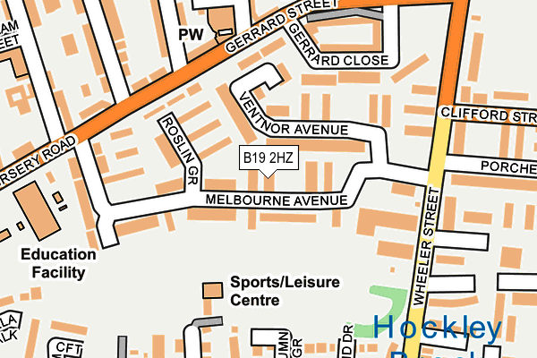 B19 2HZ map - OS OpenMap – Local (Ordnance Survey)