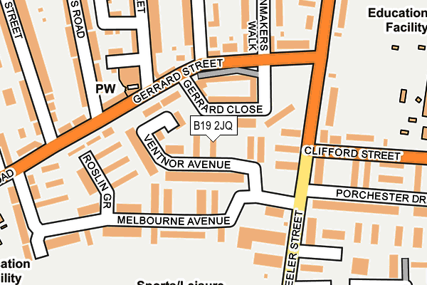 B19 2JQ map - OS OpenMap – Local (Ordnance Survey)