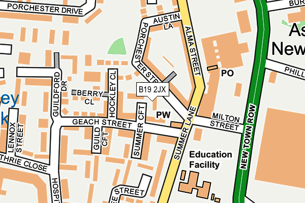 B19 2JX map - OS OpenMap – Local (Ordnance Survey)