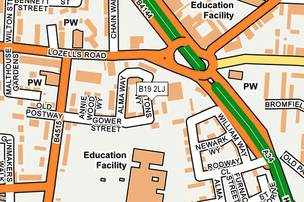 B19 2LJ map - OS OpenMap – Local (Ordnance Survey)