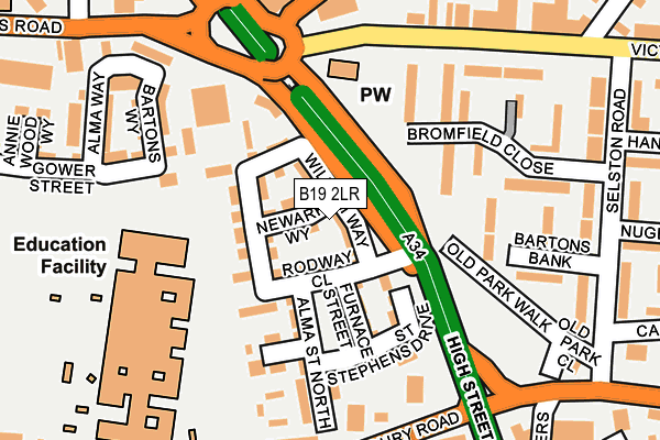 B19 2LR map - OS OpenMap – Local (Ordnance Survey)