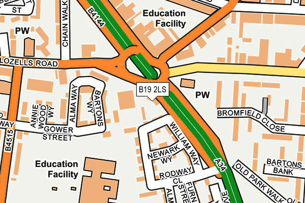 B19 2LS map - OS OpenMap – Local (Ordnance Survey)