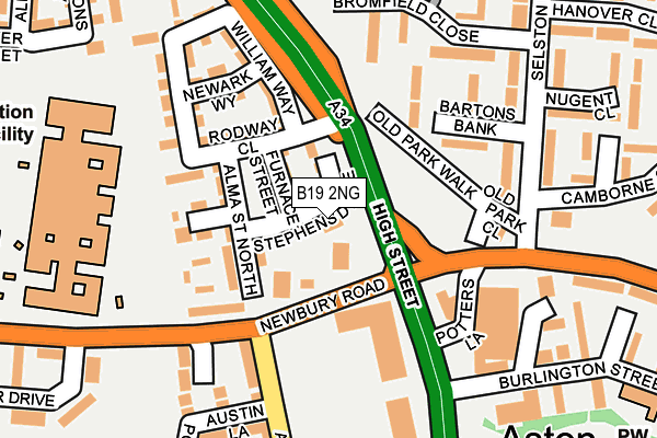 B19 2NG map - OS OpenMap – Local (Ordnance Survey)