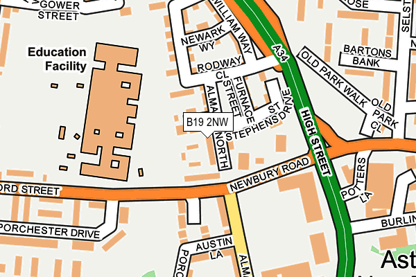 B19 2NW map - OS OpenMap – Local (Ordnance Survey)