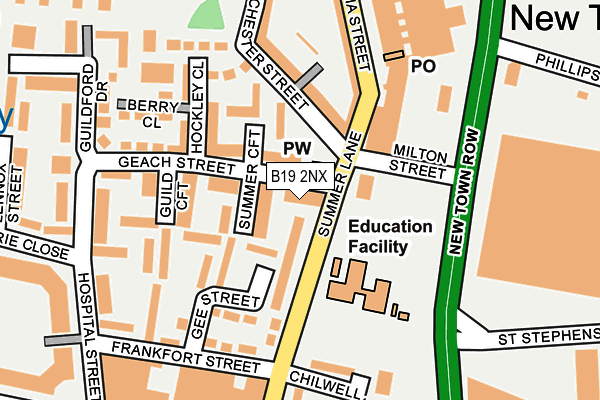 B19 2NX map - OS OpenMap – Local (Ordnance Survey)