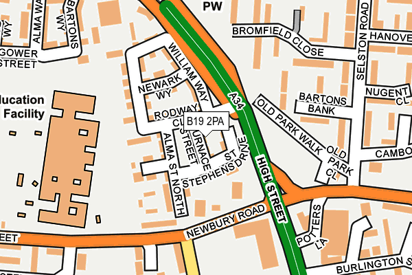 B19 2PA map - OS OpenMap – Local (Ordnance Survey)