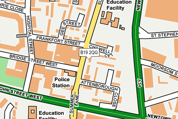B19 2QG map - OS OpenMap – Local (Ordnance Survey)