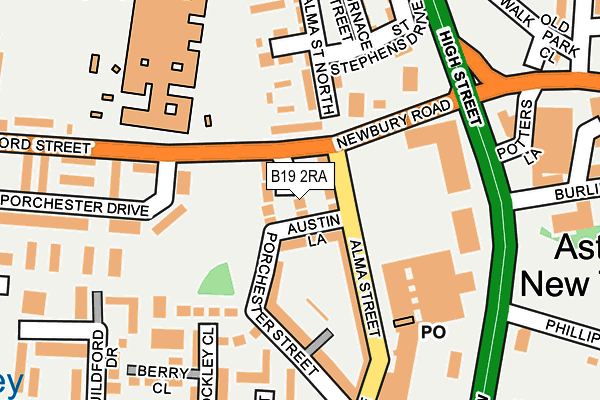 B19 2RA map - OS OpenMap – Local (Ordnance Survey)