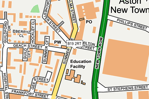 B19 2RT map - OS OpenMap – Local (Ordnance Survey)