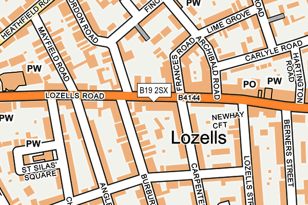 B19 2SX map - OS OpenMap – Local (Ordnance Survey)