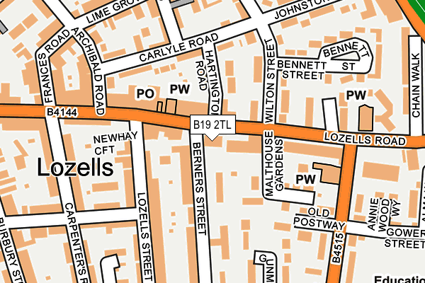 B19 2TL map - OS OpenMap – Local (Ordnance Survey)