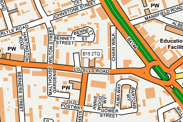 B19 2TQ map - OS OpenMap – Local (Ordnance Survey)