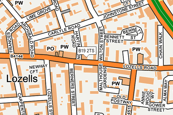 B19 2TS map - OS OpenMap – Local (Ordnance Survey)