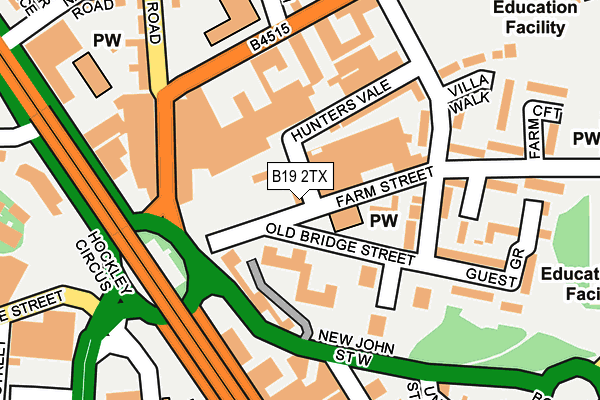 B19 2TX map - OS OpenMap – Local (Ordnance Survey)