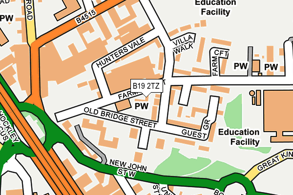 B19 2TZ map - OS OpenMap – Local (Ordnance Survey)