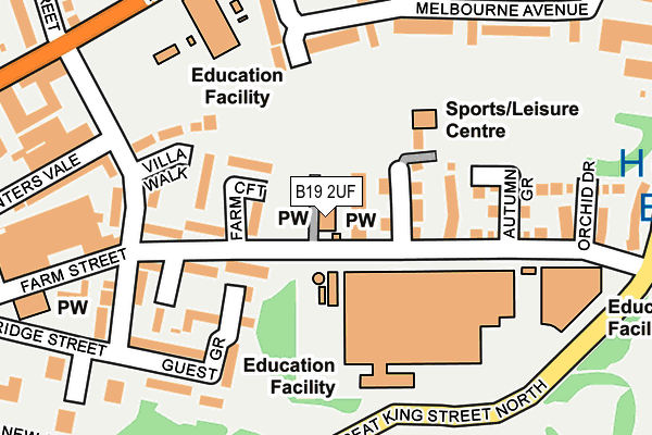 B19 2UF map - OS OpenMap – Local (Ordnance Survey)