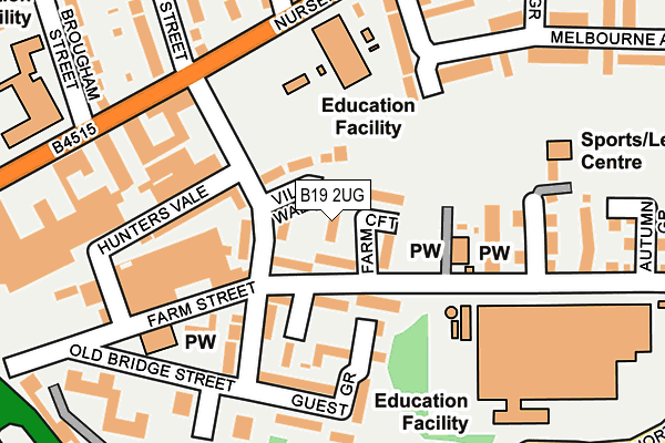 B19 2UG map - OS OpenMap – Local (Ordnance Survey)