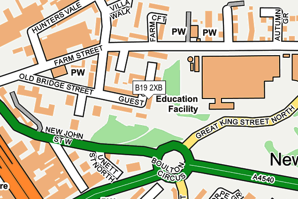 B19 2XB map - OS OpenMap – Local (Ordnance Survey)