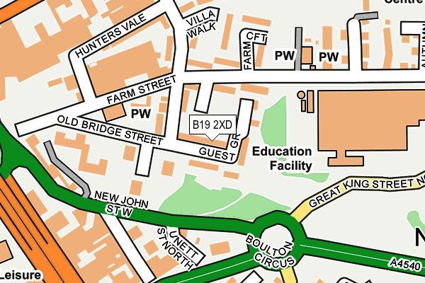 B19 2XD map - OS OpenMap – Local (Ordnance Survey)