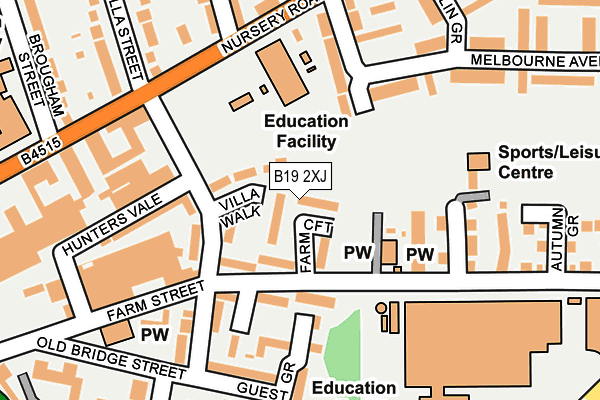 B19 2XJ map - OS OpenMap – Local (Ordnance Survey)