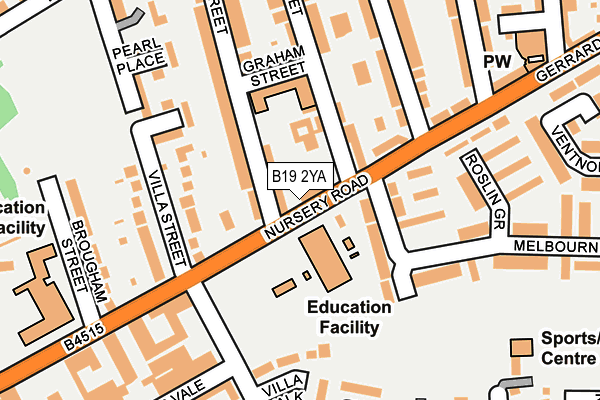 B19 2YA map - OS OpenMap – Local (Ordnance Survey)