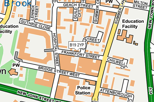 B19 2YP map - OS OpenMap – Local (Ordnance Survey)