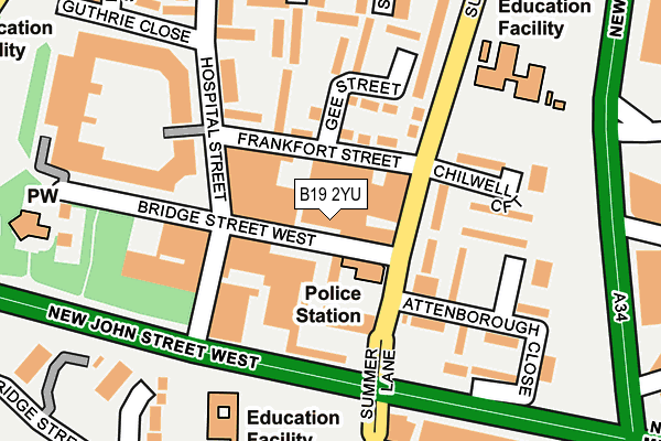 B19 2YU map - OS OpenMap – Local (Ordnance Survey)