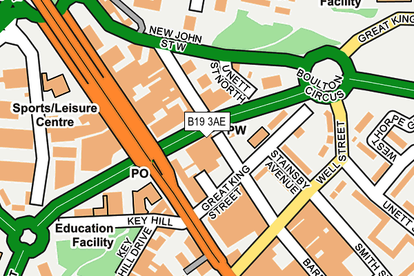 B19 3AE map - OS OpenMap – Local (Ordnance Survey)