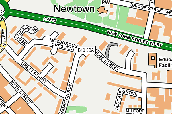 B19 3BA map - OS OpenMap – Local (Ordnance Survey)