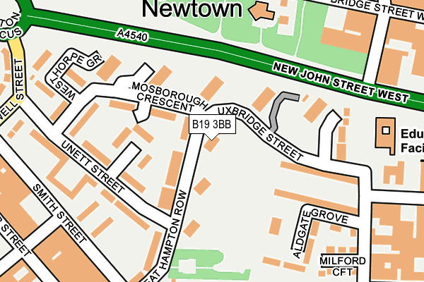 B19 3BB map - OS OpenMap – Local (Ordnance Survey)