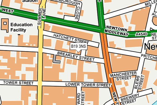 B19 3NS map - OS OpenMap – Local (Ordnance Survey)