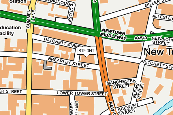 B19 3NT map - OS OpenMap – Local (Ordnance Survey)