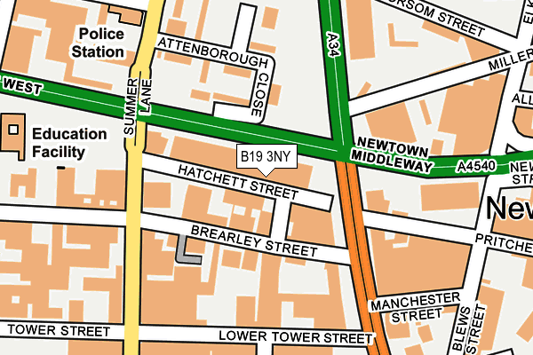 B19 3NY map - OS OpenMap – Local (Ordnance Survey)