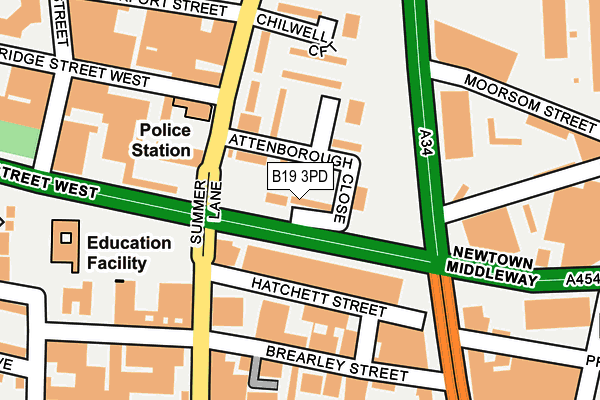 B19 3PD map - OS OpenMap – Local (Ordnance Survey)