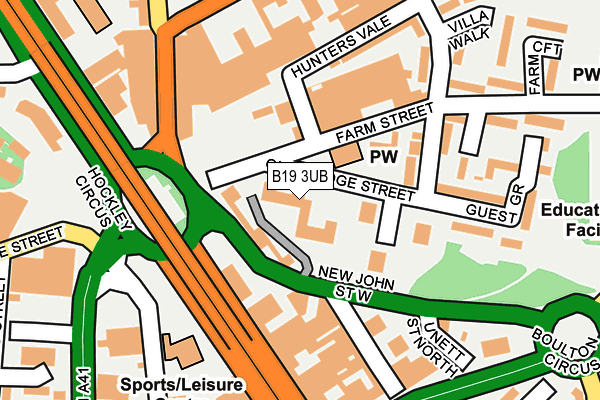B19 3UB map - OS OpenMap – Local (Ordnance Survey)