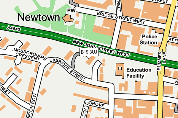 B19 3UJ map - OS OpenMap – Local (Ordnance Survey)