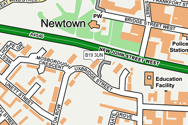 B19 3UN map - OS OpenMap – Local (Ordnance Survey)