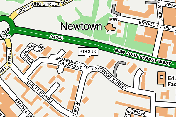 B19 3UR map - OS OpenMap – Local (Ordnance Survey)