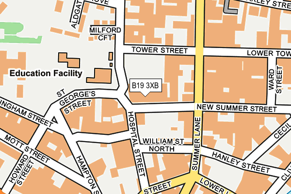 B19 3XB map - OS OpenMap – Local (Ordnance Survey)