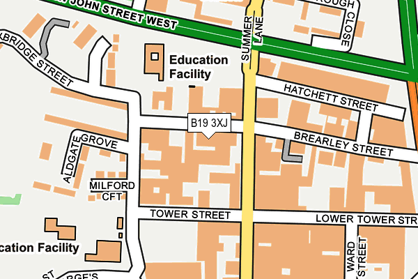B19 3XJ map - OS OpenMap – Local (Ordnance Survey)