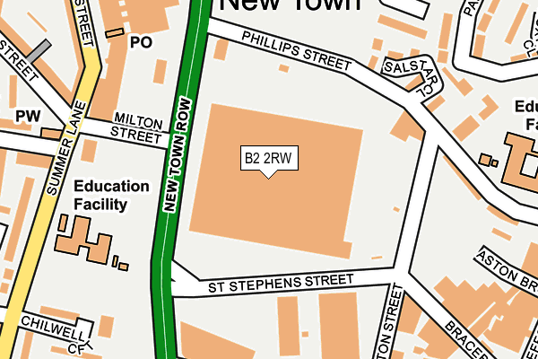 B2 2RW map - OS OpenMap – Local (Ordnance Survey)