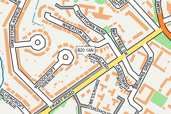 B20 1AN map - OS OpenMap – Local (Ordnance Survey)