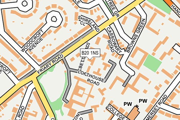 B20 1NS map - OS OpenMap – Local (Ordnance Survey)