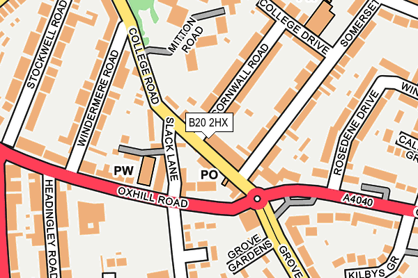 B20 2HX map - OS OpenMap – Local (Ordnance Survey)