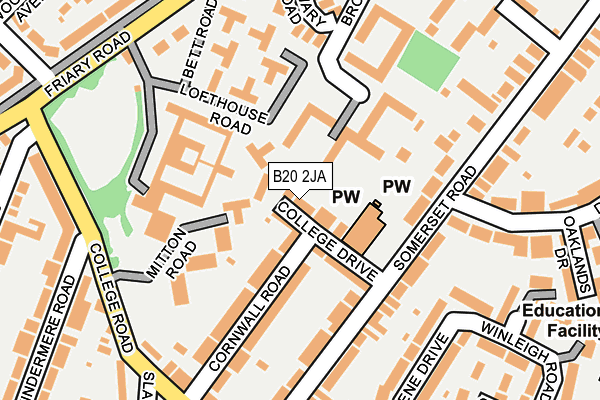 B20 2JA map - OS OpenMap – Local (Ordnance Survey)