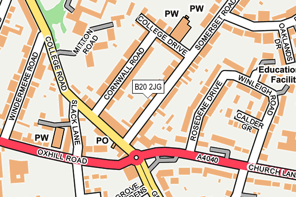 B20 2JG map - OS OpenMap – Local (Ordnance Survey)