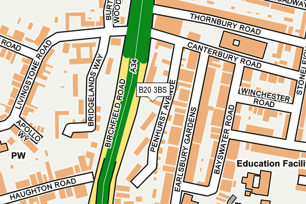 B20 3BS map - OS OpenMap – Local (Ordnance Survey)
