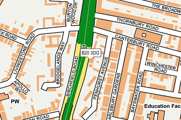 B20 3DG map - OS OpenMap – Local (Ordnance Survey)