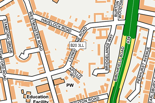 B20 3LL map - OS OpenMap – Local (Ordnance Survey)