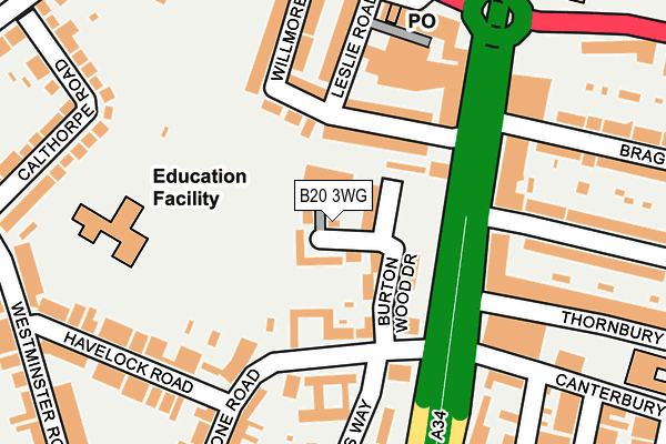 B20 3WG map - OS OpenMap – Local (Ordnance Survey)